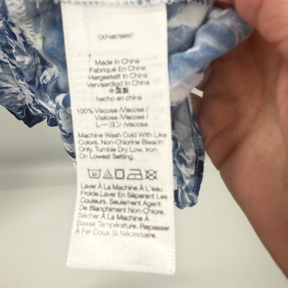 Madewell Blue White Floral Print V Neck Button Tie Waist Mini Dress Size 00 - Picture 12 of 14
